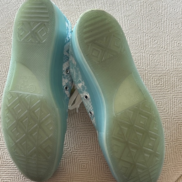 Converse Aqua faux snakeskin Sneakers with Lace Detail UNISEX - Picture 2 of 5